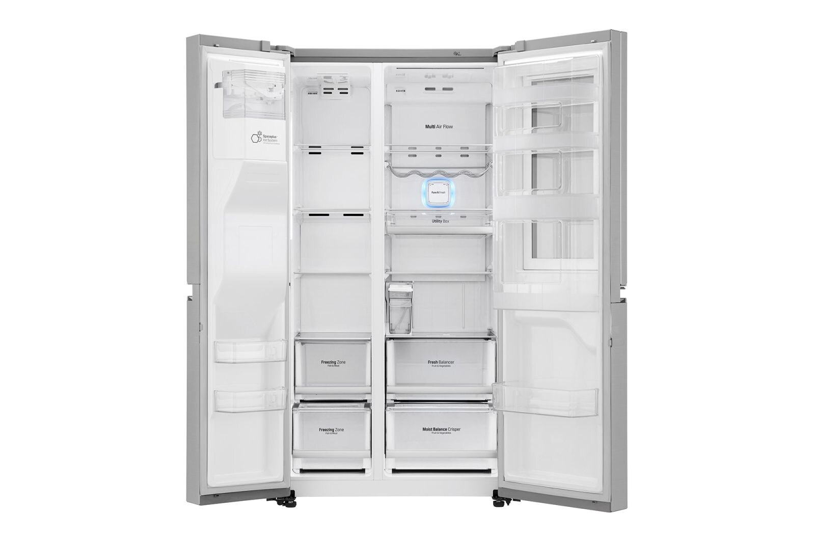 LG 625L InstaView Door in Door™ Side by Side (Noble Steel) - Energiklass F, Vatten/is utan röranslutning, Smart Diagnosis™ med Wi-Fi, GSX961NSCZ