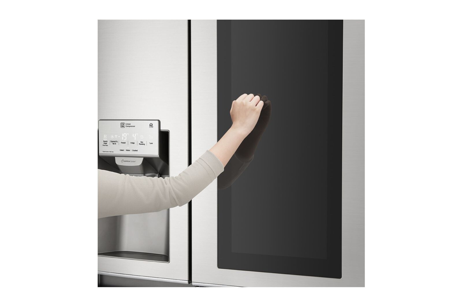 LG 625L InstaView Door in Door™ Side by Side (Noble Steel) - Energiklass F, Vatten/is utan röranslutning, Smart Diagnosis™ med Wi-Fi, GSX961NSCZ