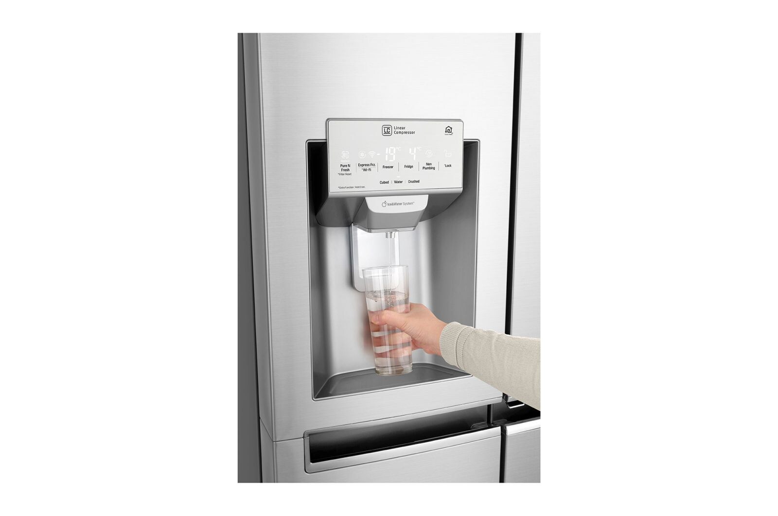 LG 625L InstaView Door in Door™ Side by Side (Noble Steel) - Energiklass F, Vatten/is utan röranslutning, Smart Diagnosis™ med Wi-Fi, GSX961NSCZ