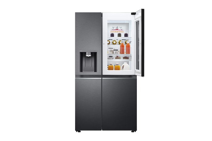 LG 635L InstaView Door in Door™ Side by Side (Matte Black Steel), Energiklass E, Vatten/is via röranslutning, Smart Diagnosis™ med Wi-Fi, GSXV90MCAE