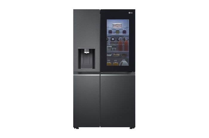 LG 635L InstaView Door in Door™ Side by Side (Matte Black Steel), Energiklass F, Vatten/is utan röranslutning, Smart Diagnosis™ med Wi-Fi, GSXV91MCAF