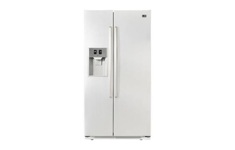 Vy framifrån av Avfrostningsfritt och A-klassat Side-by-side skåp med dispenser för vatten och is (508 liter) GW-L207FVQK