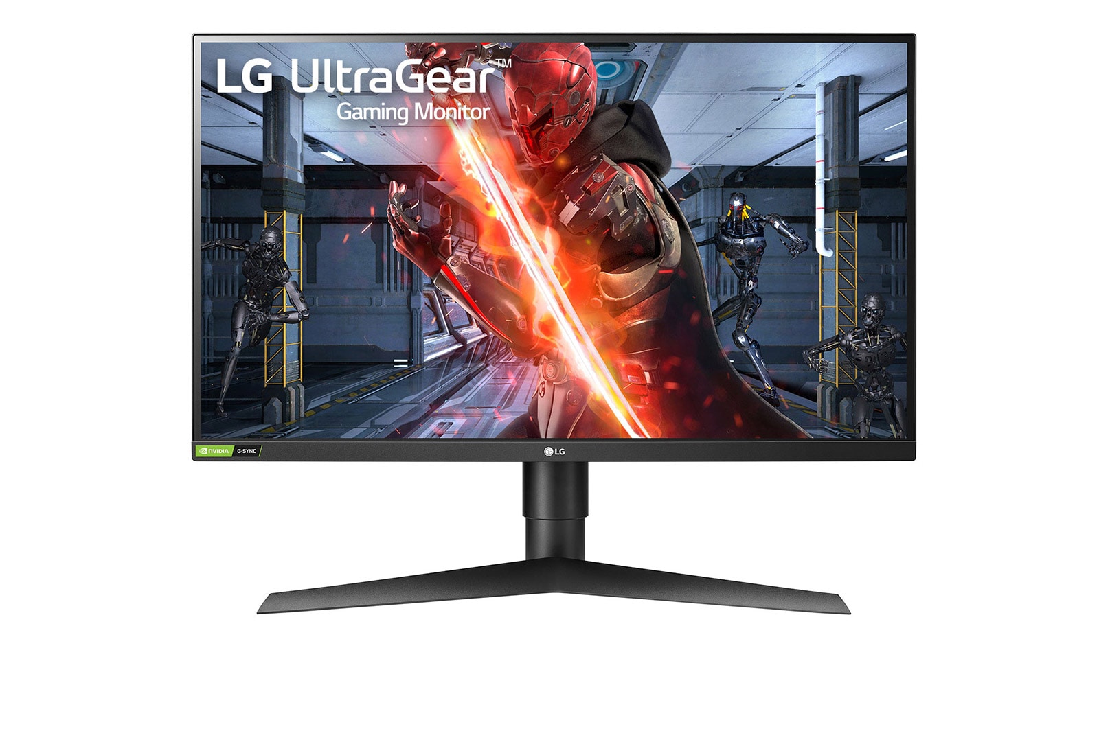 Vy framifrån av 27” UltraGear FHD IPS 1ms 240Hz G-Sync kompatibel HDR10 3-sidig praktiskt taget kantlös display 27GN750-B