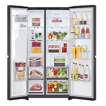 front all door open with food stored