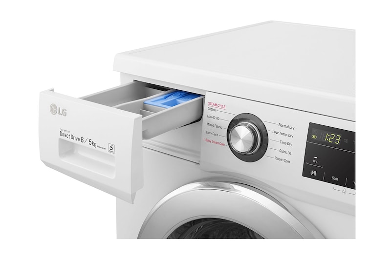 LG 8 kg / 5 kg Tvättmaskin/Torktumlare(Vit) - Steam, Energiklass E, AI DD™, Smart Diagnosis™, CM20T5S2E
