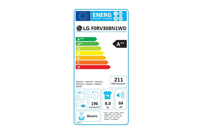 LG 8-kg DUAL Inverter Heat Pump™ -torktumlare med ™ Eco Hybrid™ och värmepumpsteknologi, F0RV308N1WD