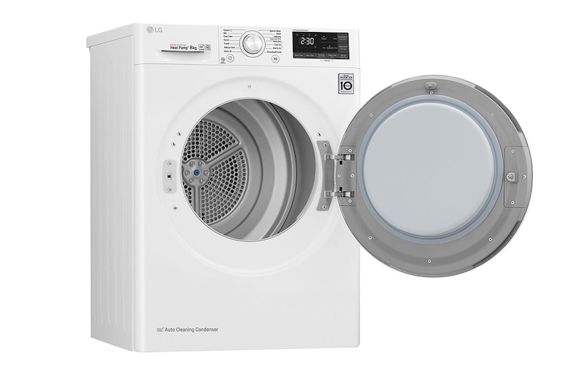 LG 8-kg DUAL Inverter Heat Pump™ -torktumlare med ™ Eco Hybrid™ och värmepumpsteknologi , FDRC308N0W9