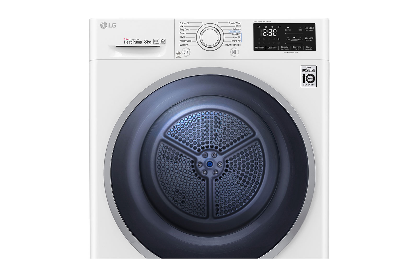 LG 8-kg DUAL Inverter Heat Pump™ -torktumlare med ™ Eco Hybrid™ och värmepumpsteknologi , FDRC308N1W9