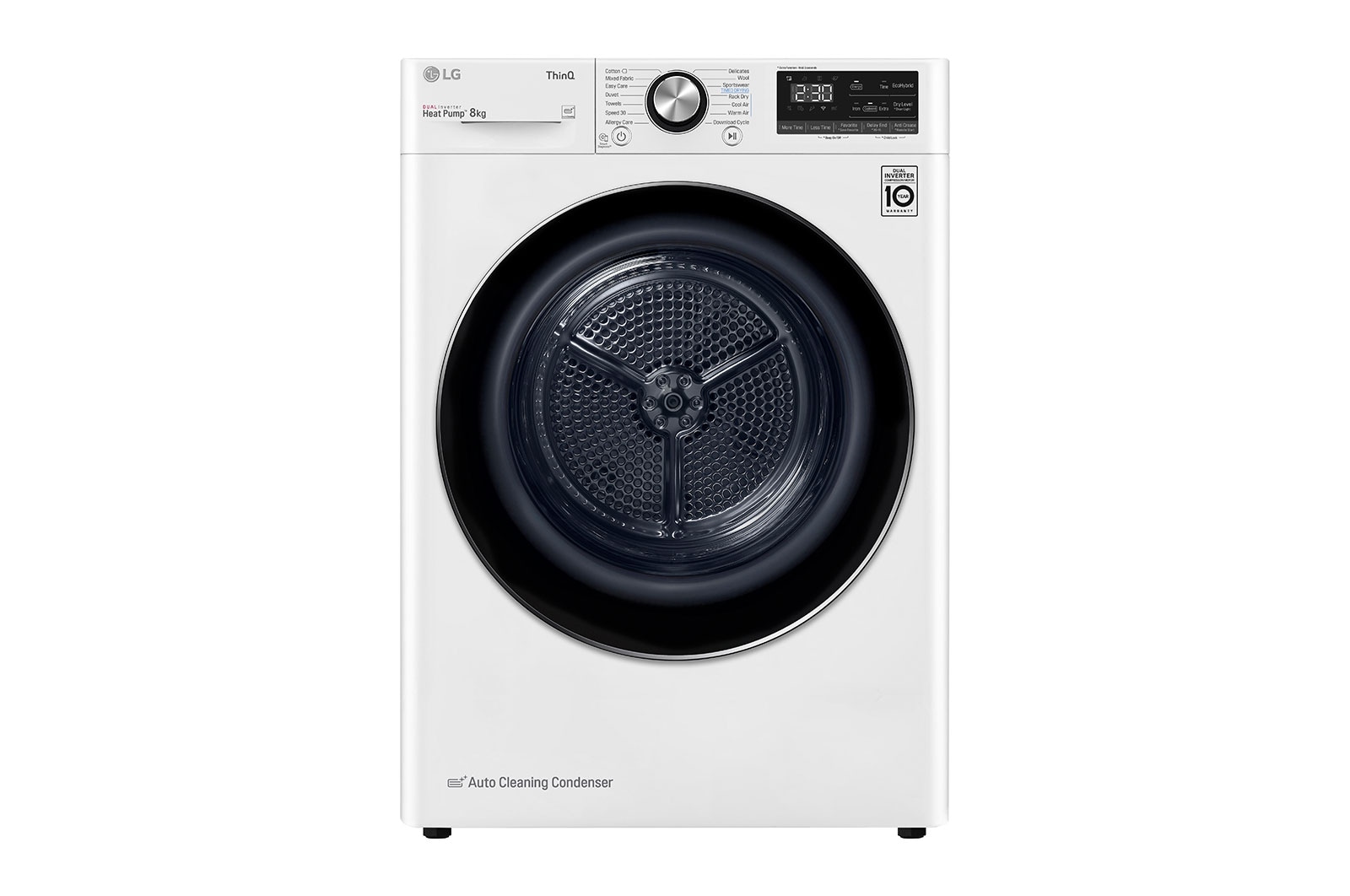 Vy framifrån av 8-kg DUAL Inverter Heat Pump™ -torktumlare med ™ Eco Hybrid™ och värmepumpsteknologi  K0RV908N1W9