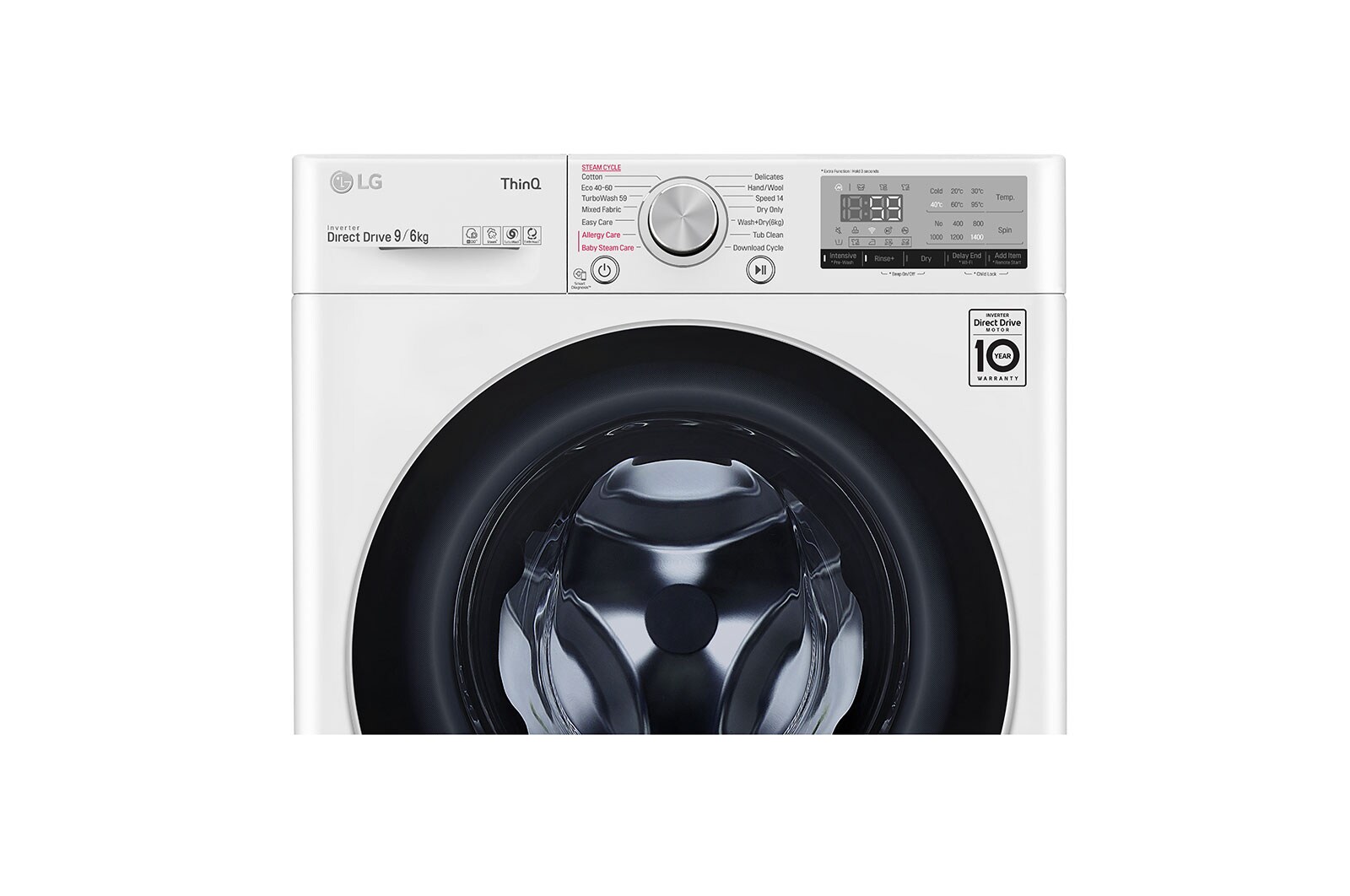 LG 9 kg / 6 kg Tvättmaskin/Torktumlare(Vit) - Energiklass E, Steam™, TurboWash™, Smart Diagnosis™, K4DV709H0W