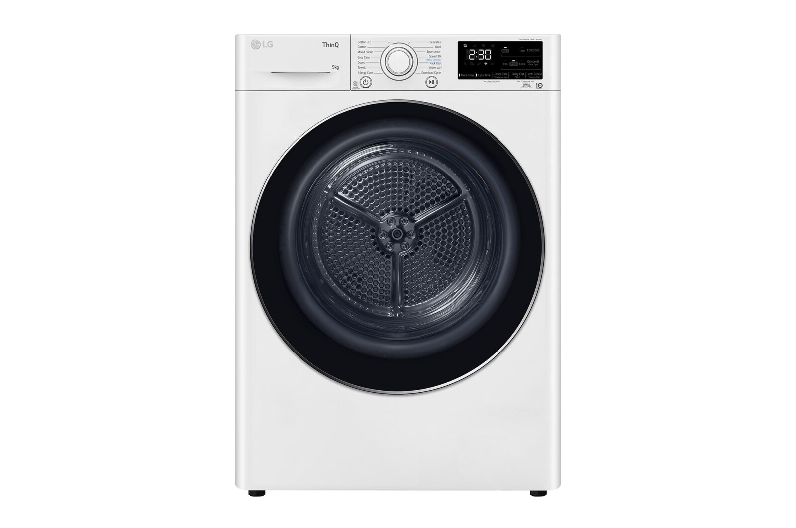 Vy framifrån av 9-kg DUAL Inverter Heat Pump™ -torktumlare med ™ Eco Hybrid™ och värmepumpsteknologi RC7DN9029
