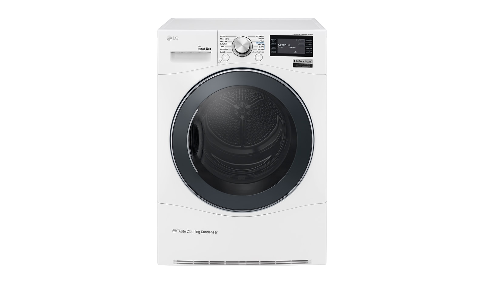 Vy framifrån av 8-kilos Centum System™ Eco Hybrid™-torktumlare med värmepumpsteknologi  RC8084AV3W