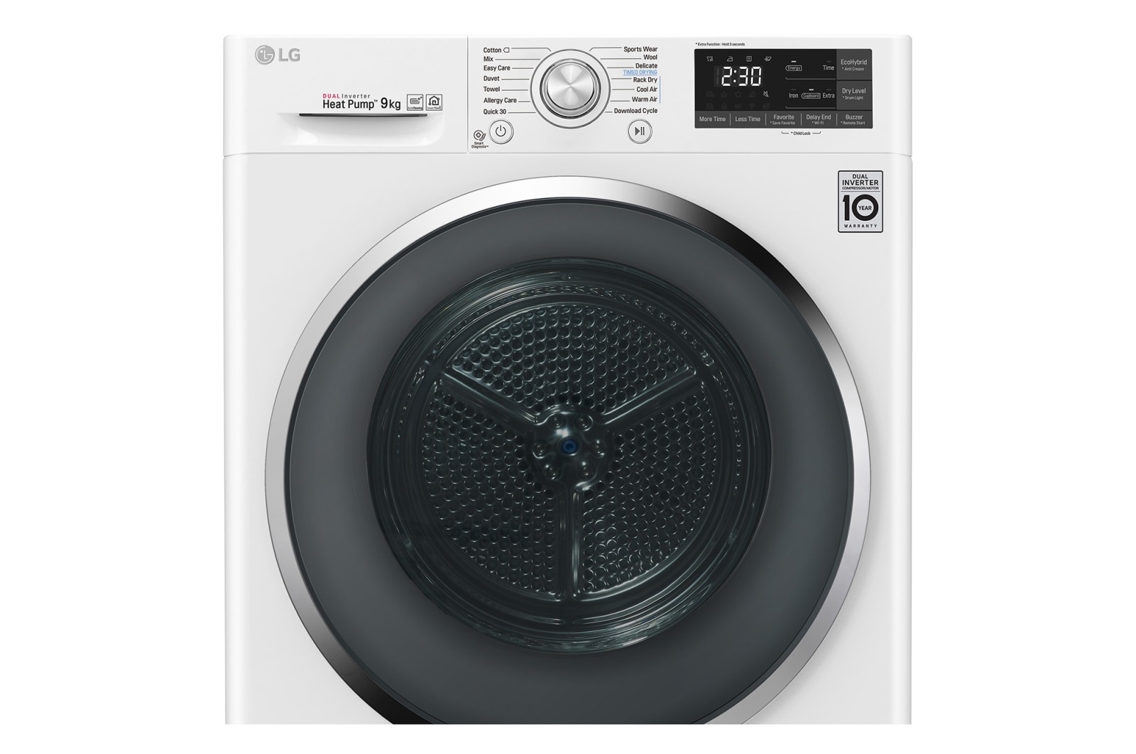 LG 9-kg DUAL Inverter Heat Pump™ -torktumlare med ™ Eco Hybrid™ och värmepumpsteknologi , RC90U2AV2W