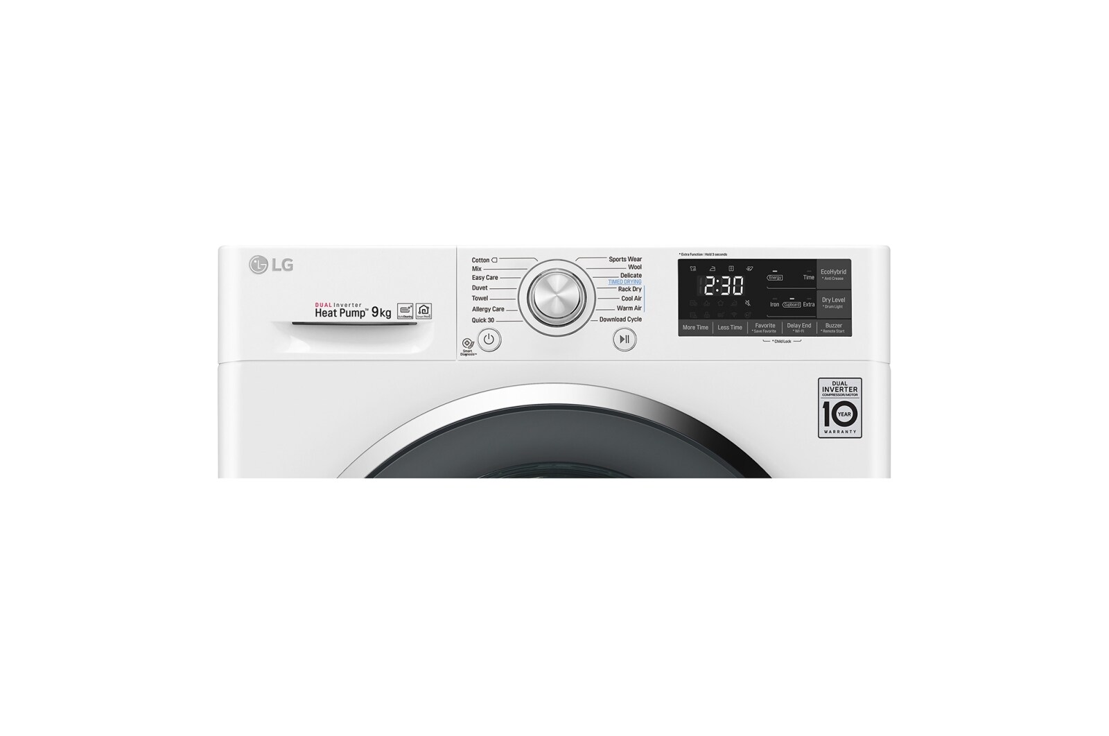 LG 9-kg DUAL Inverter Heat Pump™ -torktumlare med ™ Eco Hybrid™ och värmepumpsteknologi , RC90U2AV2W