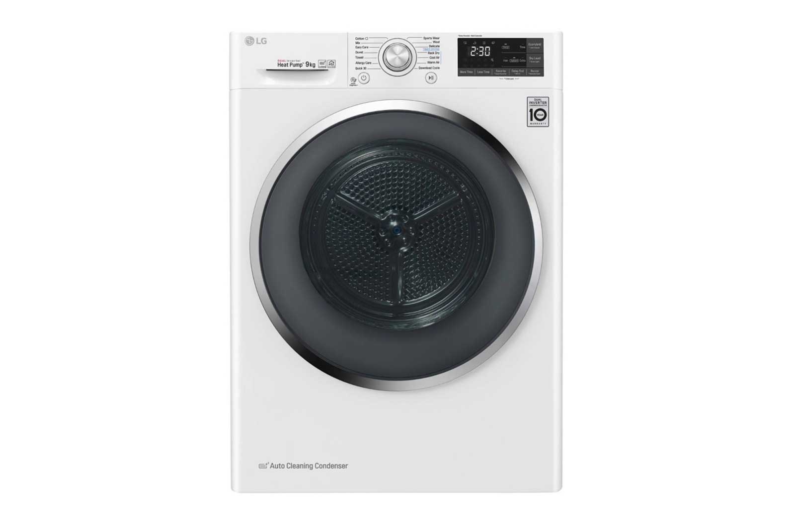 Vy framifrån av 9-kg DUAL Inverter Heat Pump™ -torktumlare med ™ Eco Hybrid™ och värmepumpsteknologi  RC9DN9029
