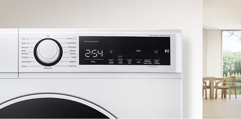 Inside the interior background, the panel of the dryer is enlarged.