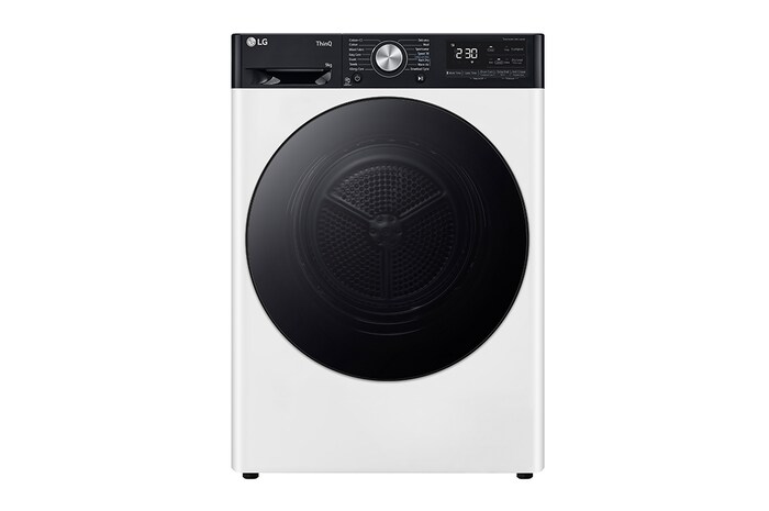 Vy framifrån av 9-kg DUAL Inverter Heat Pump™ -torktumlare med™ Eco Hybrid™ och värmepumpsteknologi, RV9DN9029B