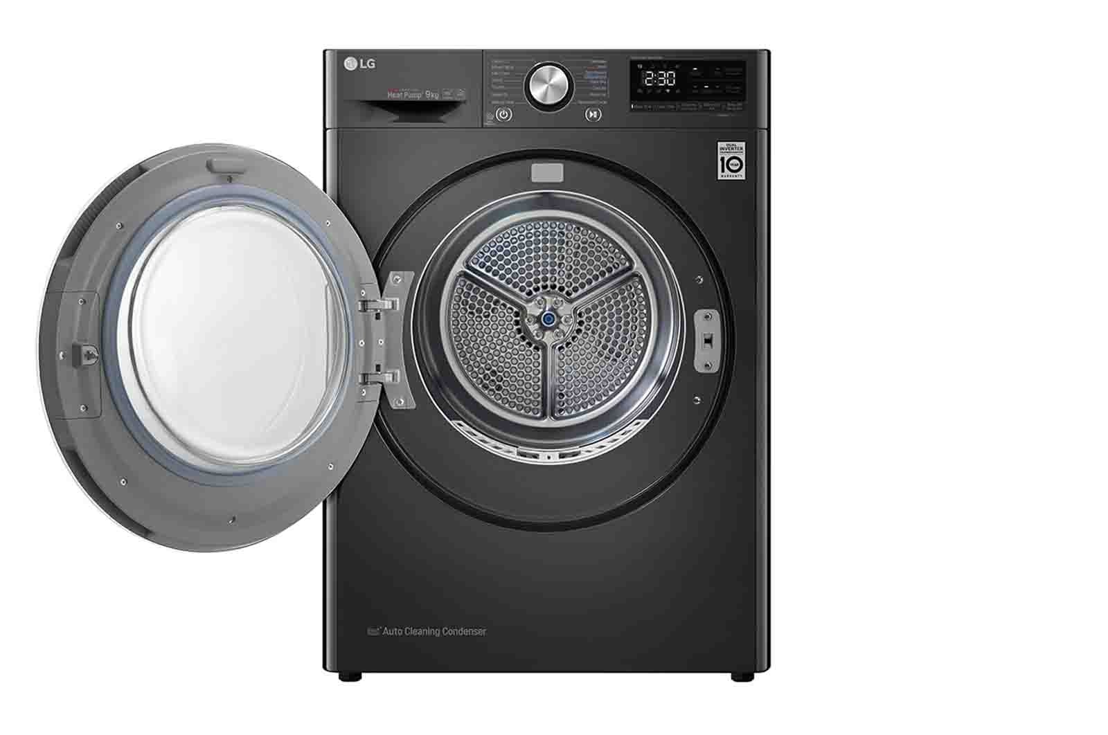 LG Svart 9-kg DUAL Inverter Heat Pump™ -torktumlare med ™ Eco Hybrid™ och värmepumpsteknologi , RV9DN902B