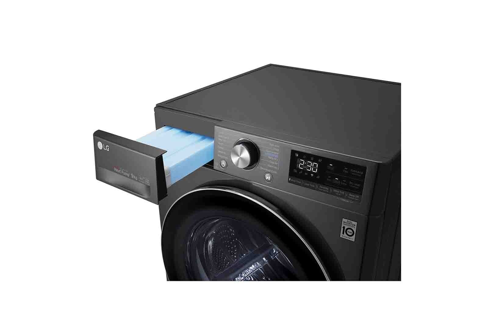 LG Svart 9-kg DUAL Inverter Heat Pump™ -torktumlare med ™ Eco Hybrid™ och värmepumpsteknologi , RV9DN902B