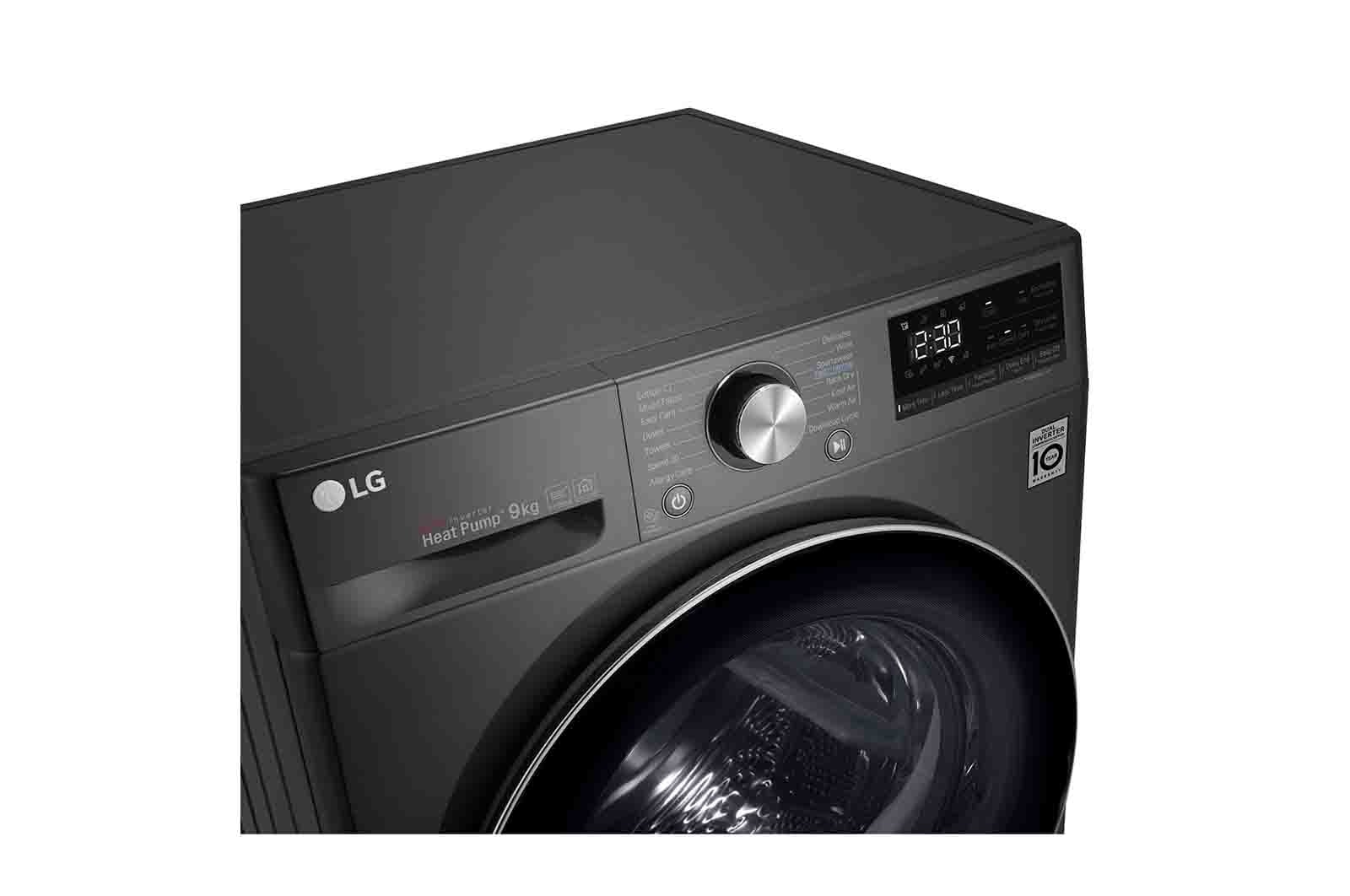 LG Svart 9-kg DUAL Inverter Heat Pump™ -torktumlare med ™ Eco Hybrid™ och värmepumpsteknologi , RV9DN902B