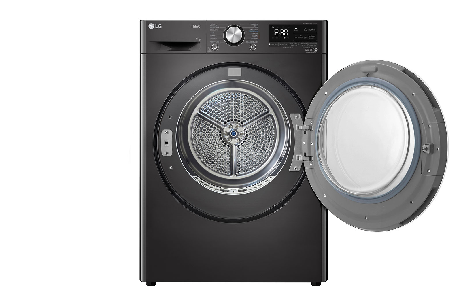 LG Svart 9-kg DUAL Inverter Heat Pump™ -torktumlare med ™ Eco Hybrid™ och värmepumpsteknologi , RV9DN903B