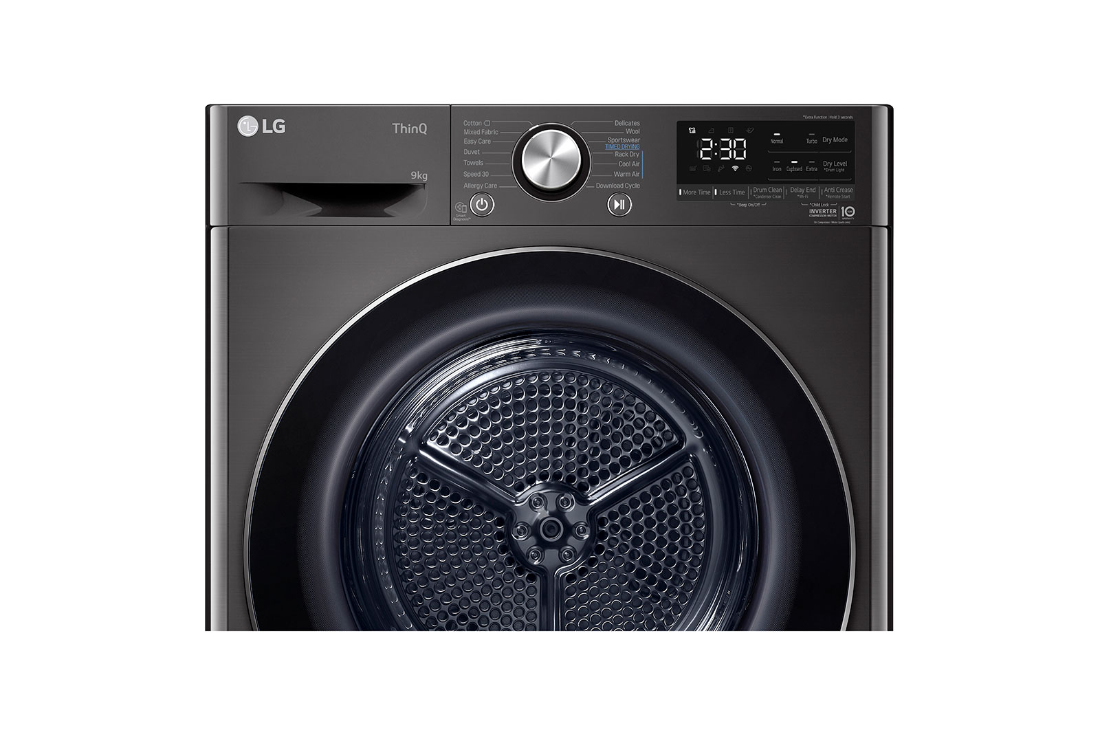 LG Svart 9-kg DUAL Inverter Heat Pump™ -torktumlare med ™ Eco Hybrid™ och värmepumpsteknologi , RV9DN903B