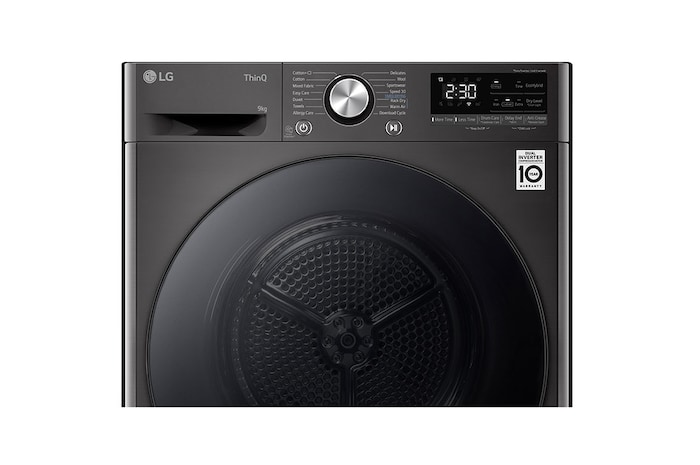LG Svart 9-kg DUAL Inverter Heat Pump™ -torktumlare med ™ Eco Hybrid™ och värmepumpsteknologi , RV9DN903P