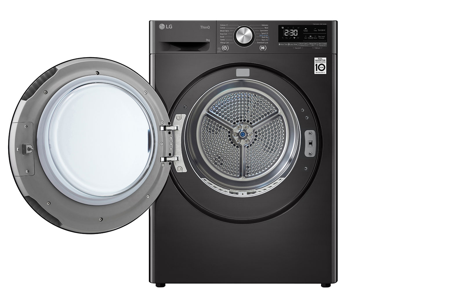LG Svart 9-kg DUAL Inverter Heat Pump™ -torktumlare med ™ Eco Hybrid™ och värmepumpsteknologi , RV9DN903P