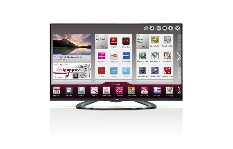 Vy framifrån av Svart 42 tumsSMART TV med Magc remote, 0,9 GHz dual core-processor och 1,25 GB RAM. Cinema 3D, Wi-Fi och DLNA.  42LA660V