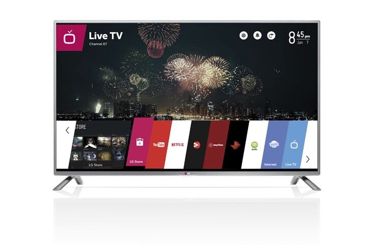 Vy framifrån av 42 tums SMART TV med bakbelyst LED-skärm, 0,9 GHz dual core-processor och 1,25 GB RAM. Wi-Fi och DLNA. 42LB630V