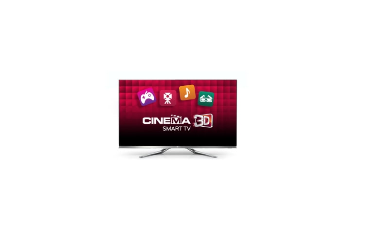 Vy framifrån av LED TV med millimetertunna ramar, supersnabb Smart TV med Dual Core-processor, Magic Motion Remote och Cinema 3D. 42LM860V
