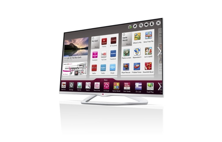 LG Vit 47 tums SMART TV med Magc remote, 0,9 GHz dual core-processor och 1,25 GB RAM. Cinema 3D, Wi-Fi och DLNA. , 47LA667V