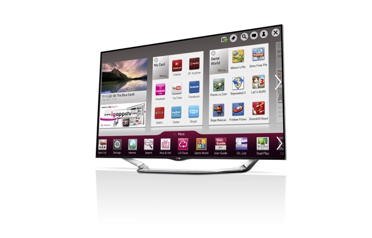 LG Supersnabb 47 tums Premium Smart TV med tunna ramar och Magic Remote. Kraftfull 1,2 GHz dual core processor och 2GB RAM och inbyggd kamera. Cinema 3D, Wi-Fi och DLNA. , 47LA860W