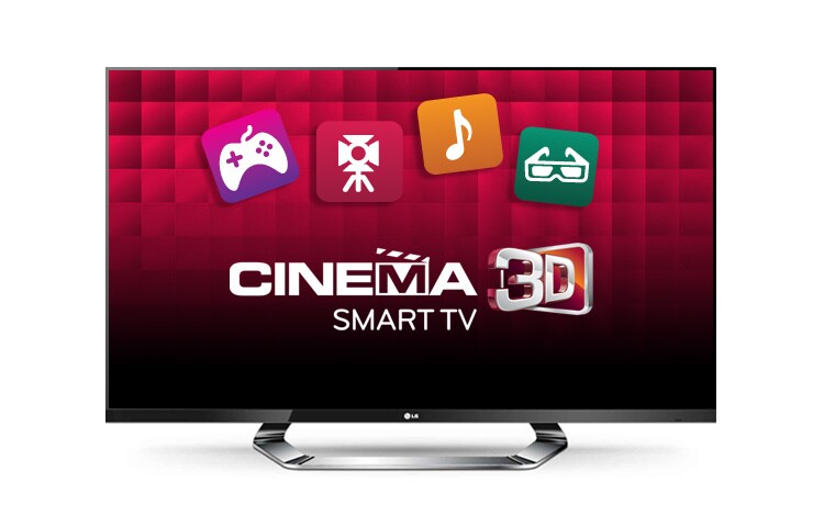 Vy framifrån av LED TV med millimetertunna ramar, Smart TV med Magic Motion Remote och Cinema 3D. 47LM760T