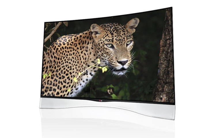 LG Premium välvd OLED-skärm med patentskyddad LG WRGB-teknik. OLED-skärmen ger perfekt kontrast och betraktningsvinkel och oslagbar rörelseskärpa., 55EA970V