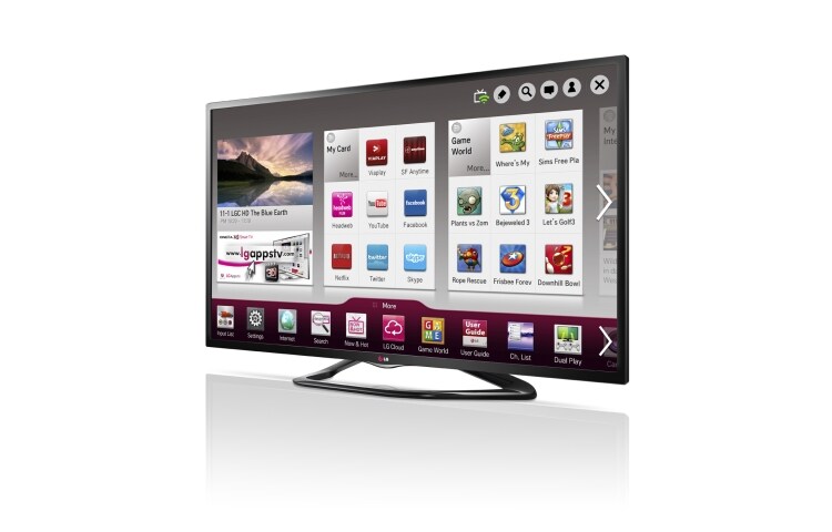LG SMART LED TV. 0,9 GHz-processor och 1,25 GB RAM. Wi-Fi, DLNA och Magic Remote Ready. Trådstativ i svart design., 60LN575V