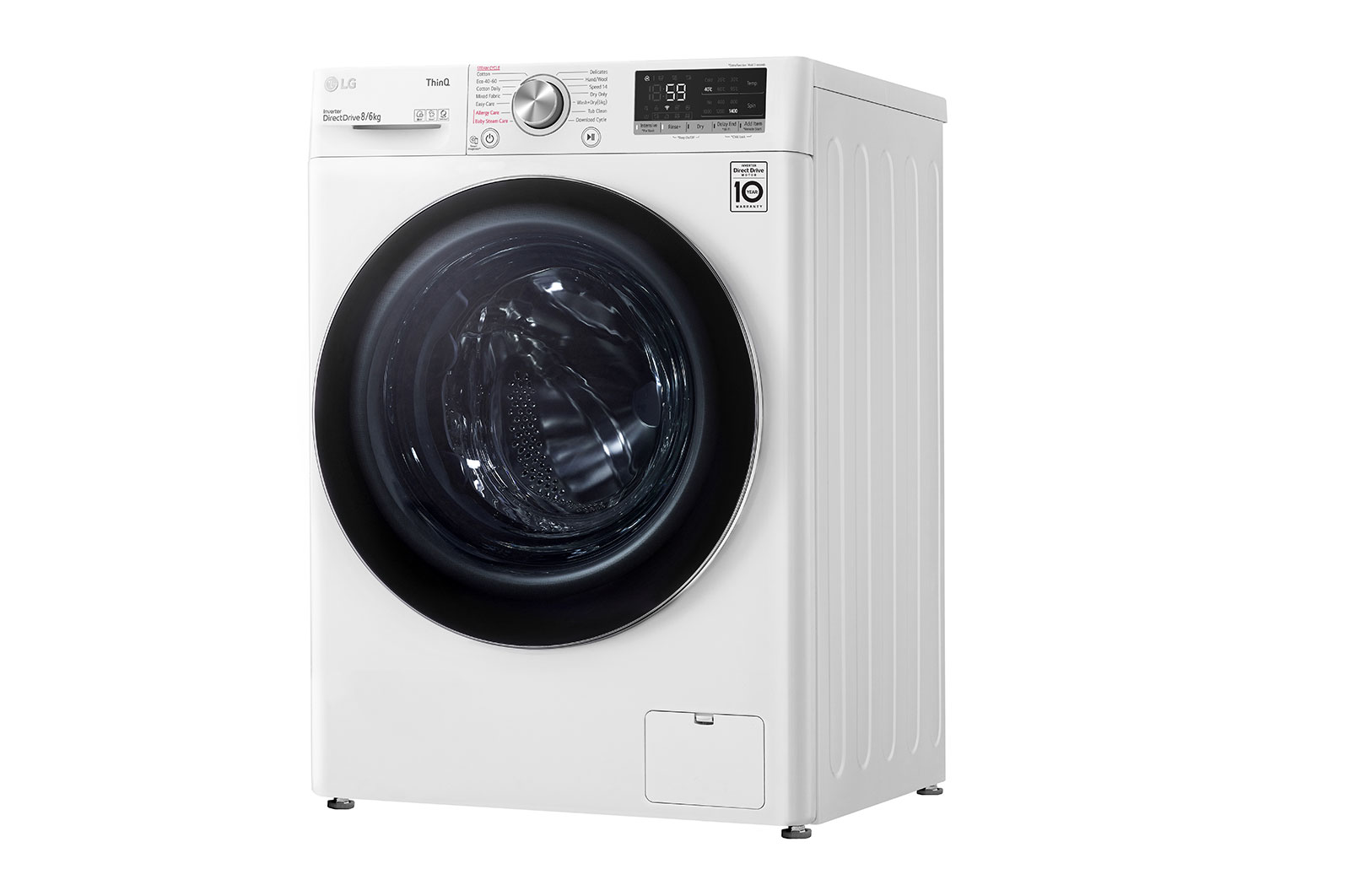 LG 8 kg / 6 kg Tvättmaskin/Torktumlare(Vit) - Steam, Energiklass E, AI DD™, Smart Diagnosis™ med Wi-Fi, CV50T6S2E