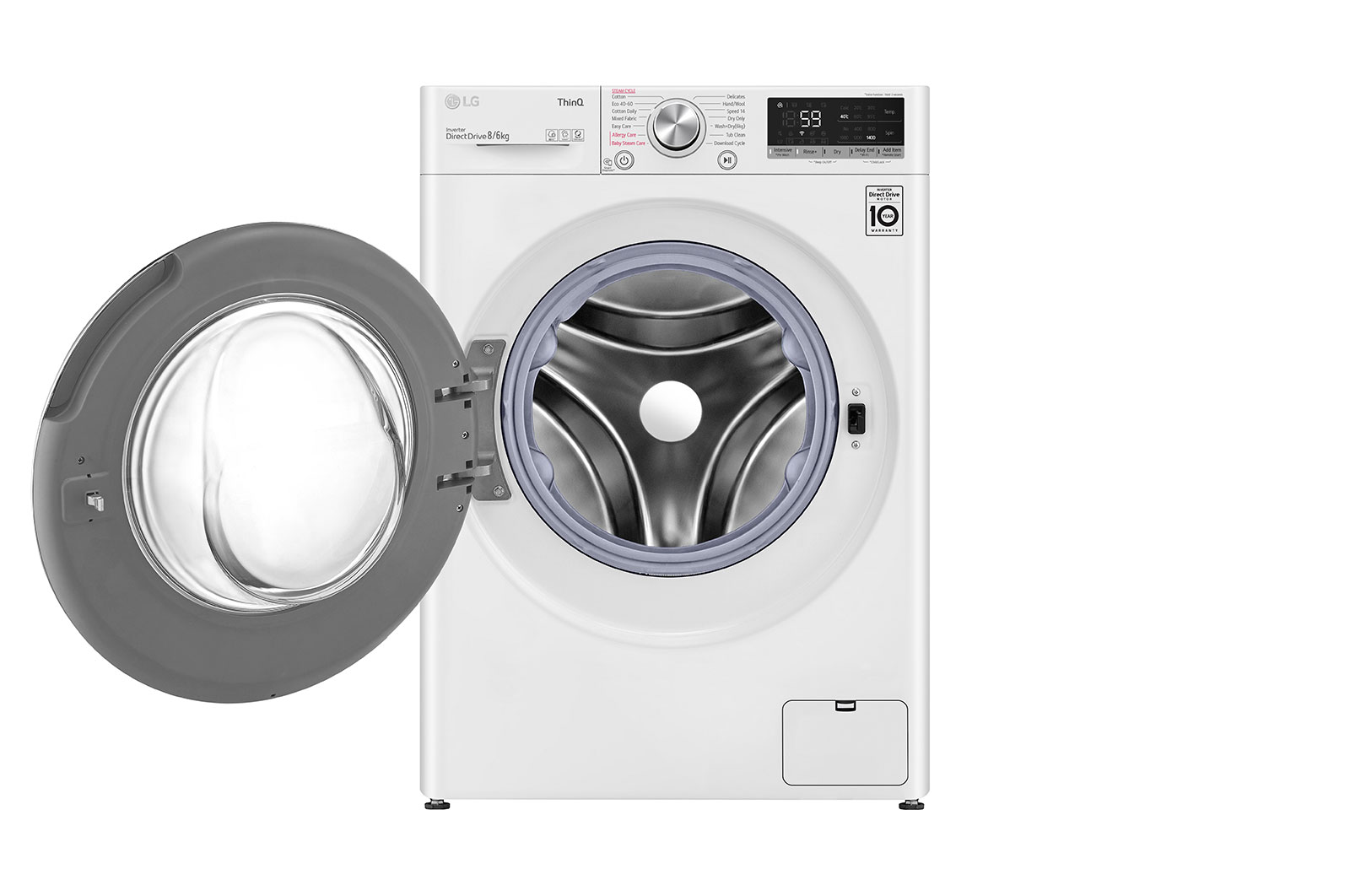 LG 8 kg / 6 kg Tvättmaskin/Torktumlare(Vit) - Steam, Energiklass E, AI DD™, Smart Diagnosis™ med Wi-Fi, CV50T6S2E