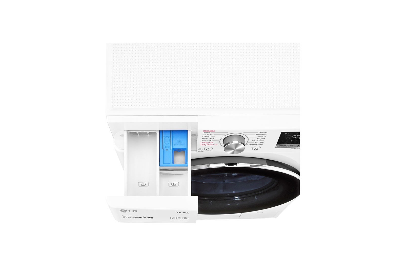 LG 8 kg / 6 kg Tvättmaskin/Torktumlare(Vit) - Steam, Energiklass E, AI DD™, Smart Diagnosis™ med Wi-Fi, CV50T6S2E
