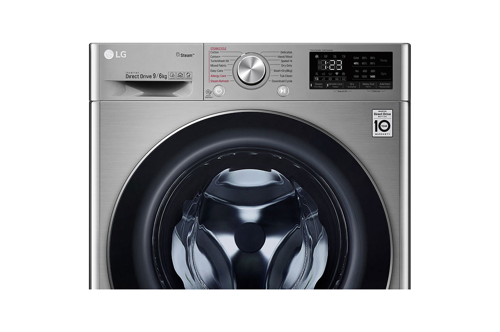 LG 1-9 kg / 1-6 kg Kombinerad tvätt/tork med Steam+ , AI DD och TurboWash™. Wi-Fi, CV70V6S1B