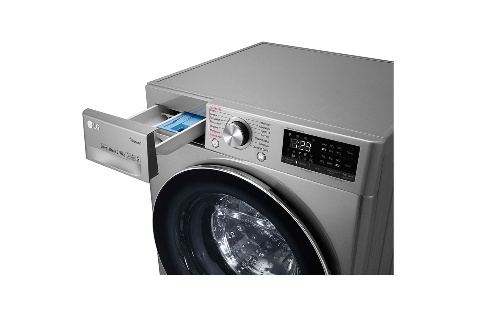 LG 1-9 kg / 1-6 kg Kombinerad tvätt/tork med Steam+ , AI DD och TurboWash™. Wi-Fi, CV70V6S1B