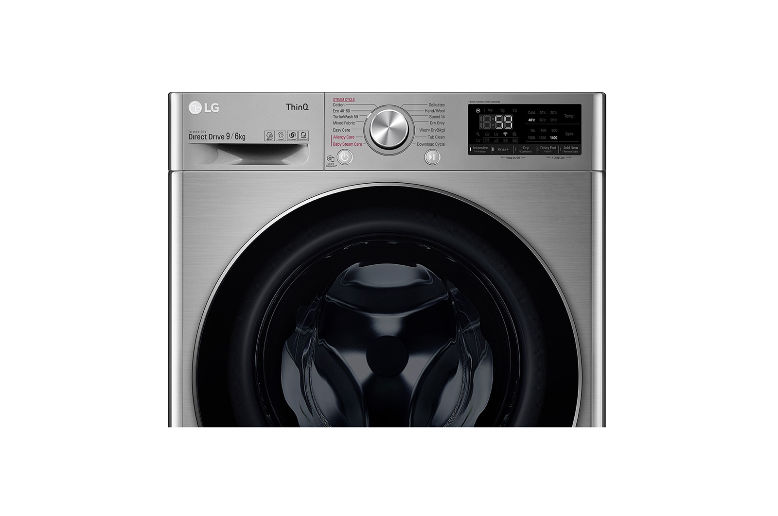 LG 9 kg / 6 kg Tvättmaskin/Torktumlare(Grafit) - Steam, Energiklass E, TurboWash™, AI DD™, Smart Diagnosis™ med Wi-Fi, CV70V6S2BE
