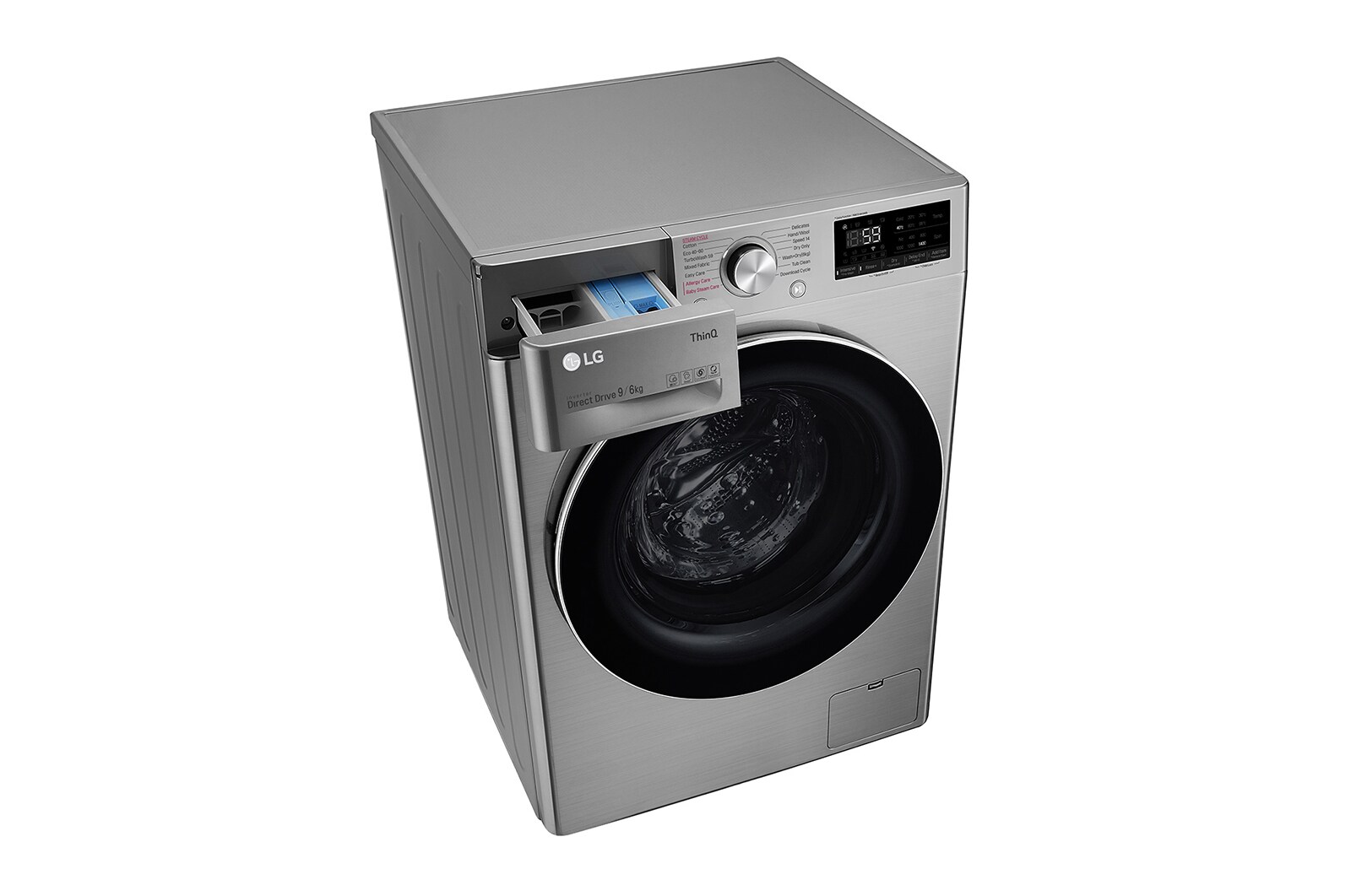 LG 9 kg / 6 kg Tvättmaskin/Torktumlare(Grafit) - Steam, Energiklass E, TurboWash™, AI DD™, Smart Diagnosis™ med Wi-Fi, CV70V6S2BE
