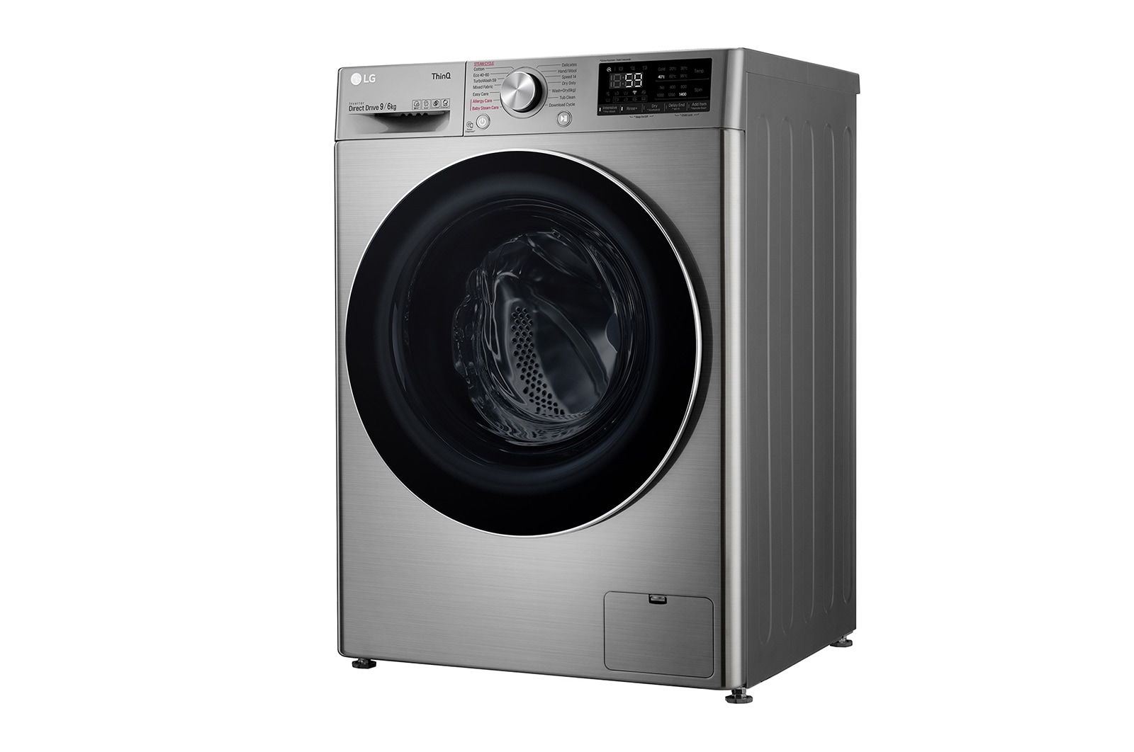 LG 9 kg / 6 kg Tvättmaskin/Torktumlare(Grafit) - Steam, Energiklass E, TurboWash™, AI DD™, Smart Diagnosis™ med Wi-Fi, CV70V6S2BE