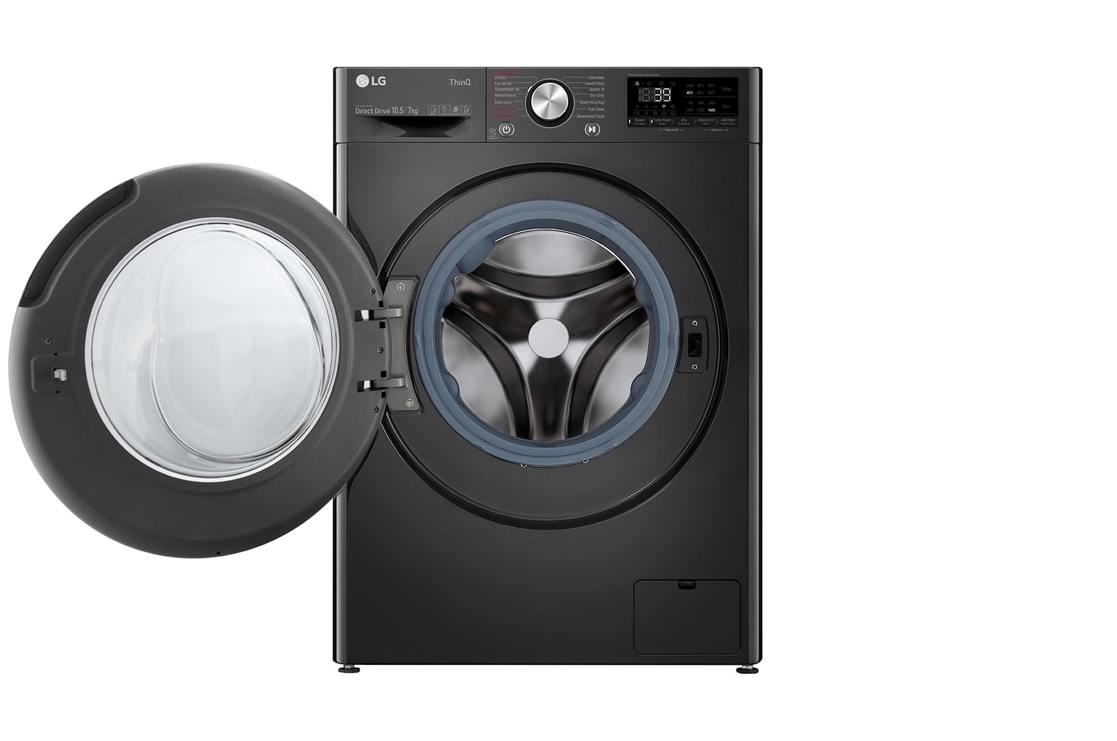 LG 10.5 kg / 7 kg Tvättmaskin/Torktumlare(Svart) - Steam, Energiklass E, TurboWash™360, AI DD™, Smart Diagnosis™ med Wi-Fi, CV90J7S2BE