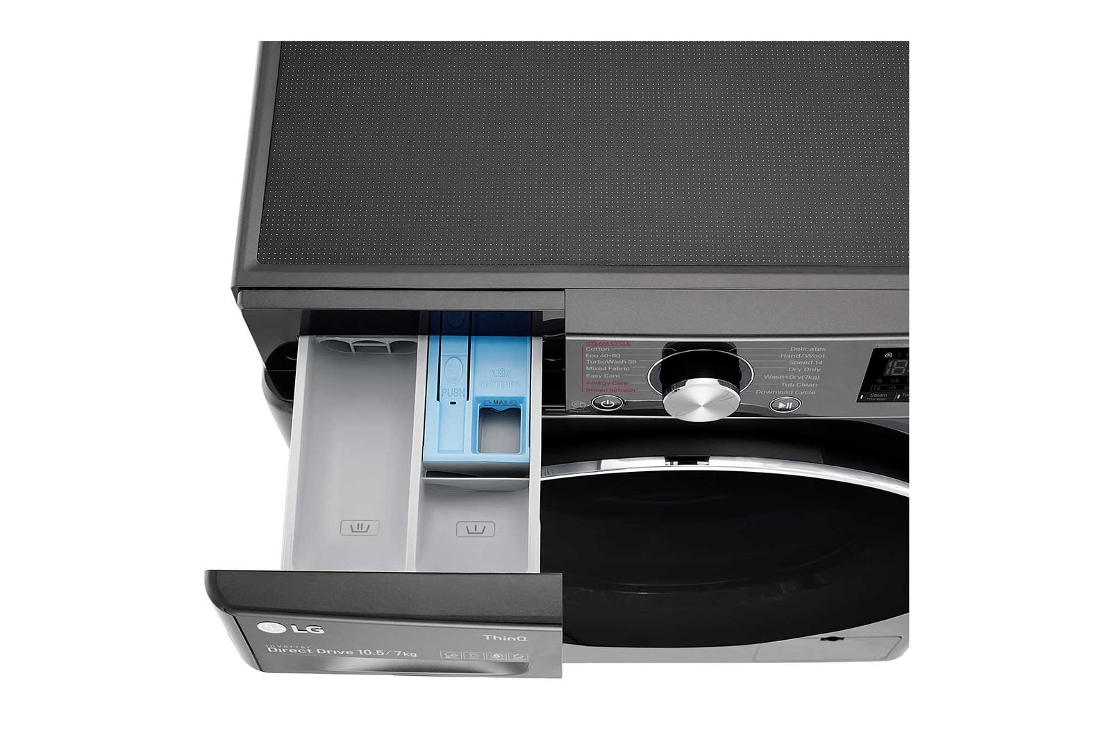 LG 10.5 kg / 7 kg Tvättmaskin/Torktumlare(Svart) - Steam, Energiklass E, TurboWash™360, AI DD™, Smart Diagnosis™ med Wi-Fi, CV90J7S2BE
