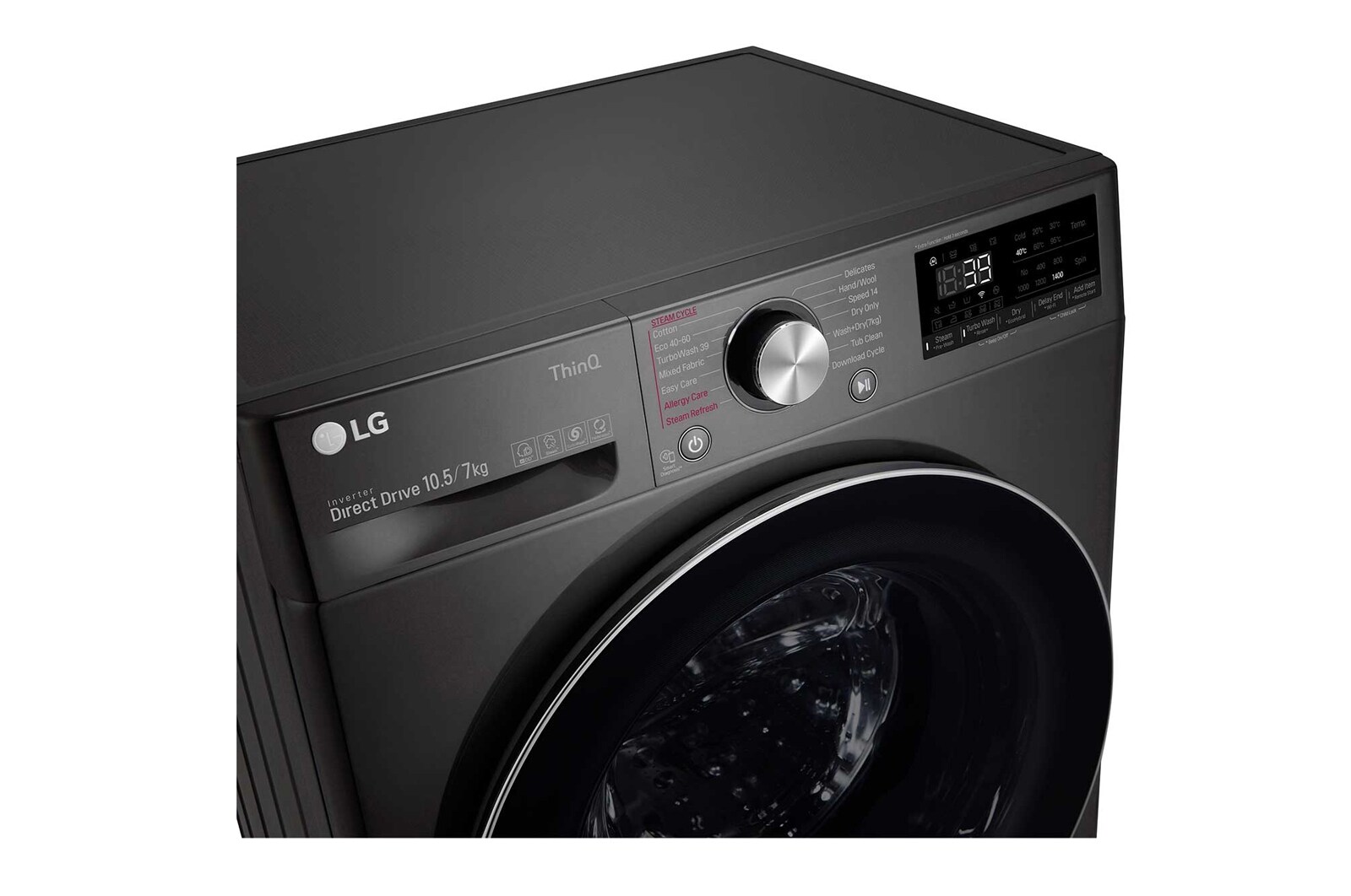 LG 10.5 kg / 7 kg Tvättmaskin/Torktumlare(Svart) - Steam, Energiklass E, TurboWash™360, AI DD™, Smart Diagnosis™ med Wi-Fi, CV90J7S2BE