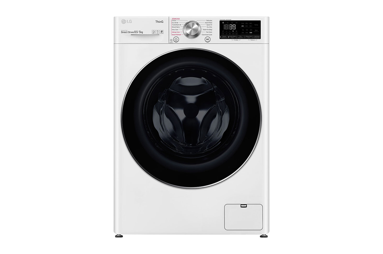 Vy framifrån av 8.5 kg / 5 kg Tvättmaskin/Torktumlare(Vit) - Steam&#43;, Energiklass E, TurboWash™360, AI DD™, Smart Diagnosis™ med Wi-Fi CV92T5S2SQE