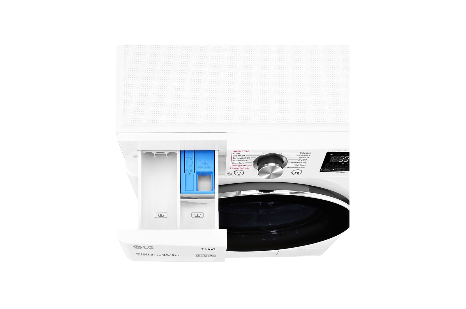 LG 8.5 kg / 5 kg Tvättmaskin/Torktumlare(Vit) - Steam+, Energiklass E, TurboWash™360, AI DD™, Smart Diagnosis™ med Wi-Fi, CV92T5S2SQE