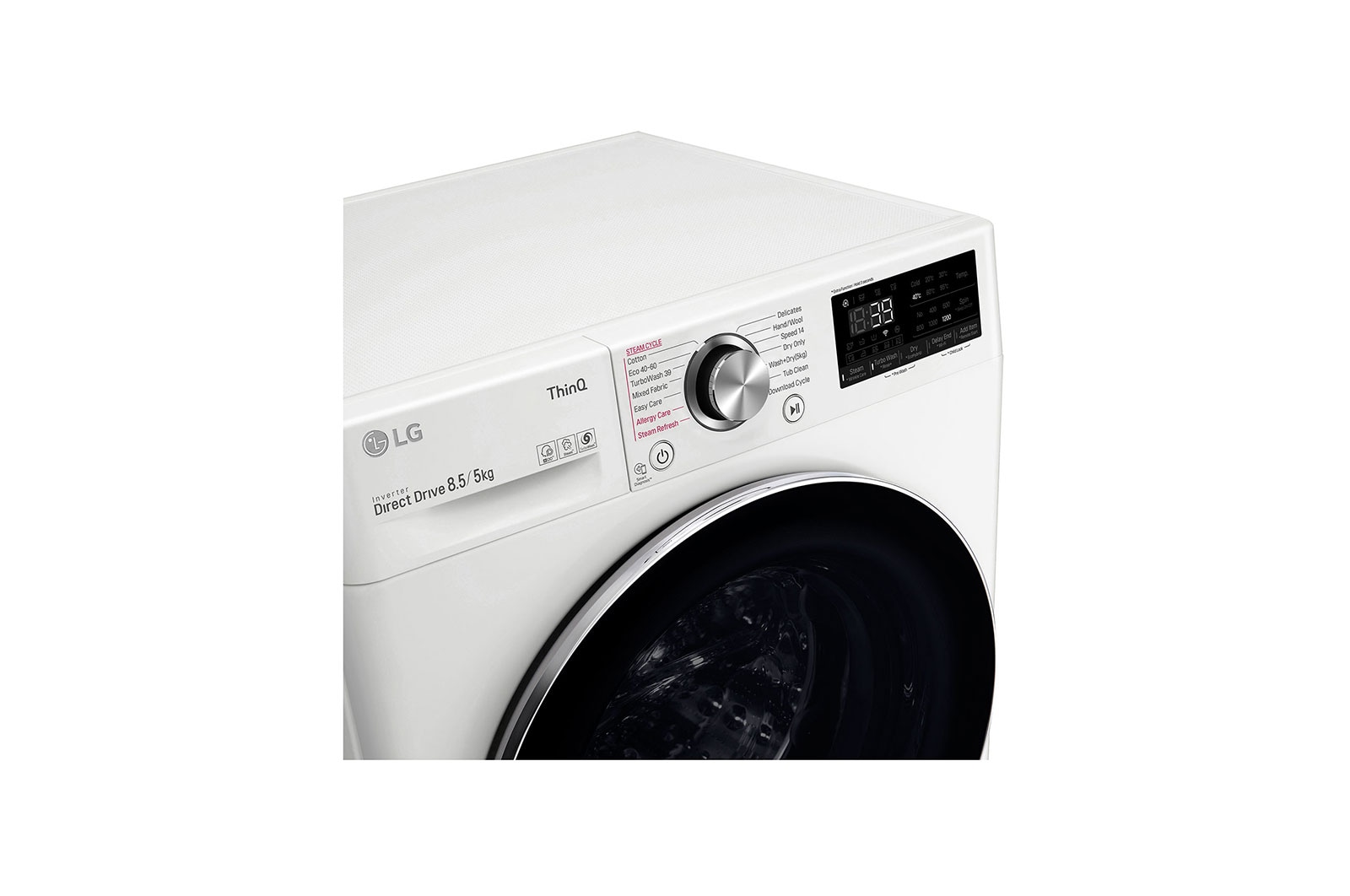 LG 8.5 kg / 5 kg Tvättmaskin/Torktumlare(Vit) - Steam+, Energiklass E, TurboWash™360, AI DD™, Smart Diagnosis™ med Wi-Fi, CV92T5S2SQE